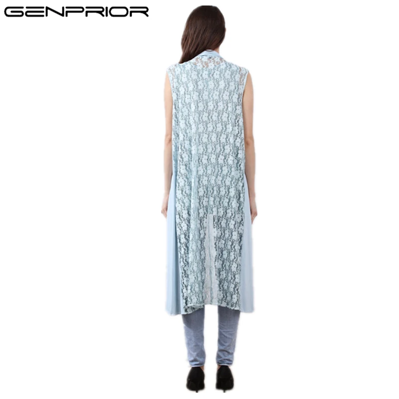 GENPRIOR Женское пальто новинка длинное элегантное хлопковое цветочное Сетчатое