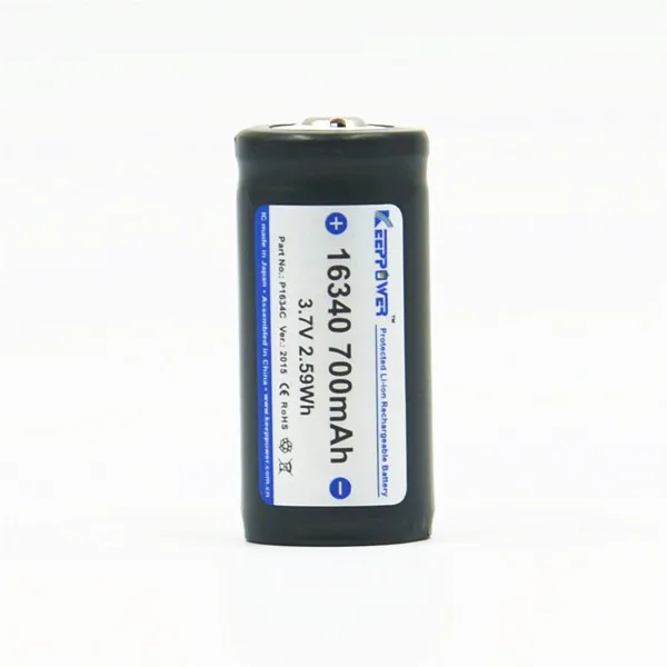 1 шт. Keeppower 16340 700 мАч 3 7 V 3.59Wh Защищенный Литий-ионный аккумулятор оригинальный P1634C |