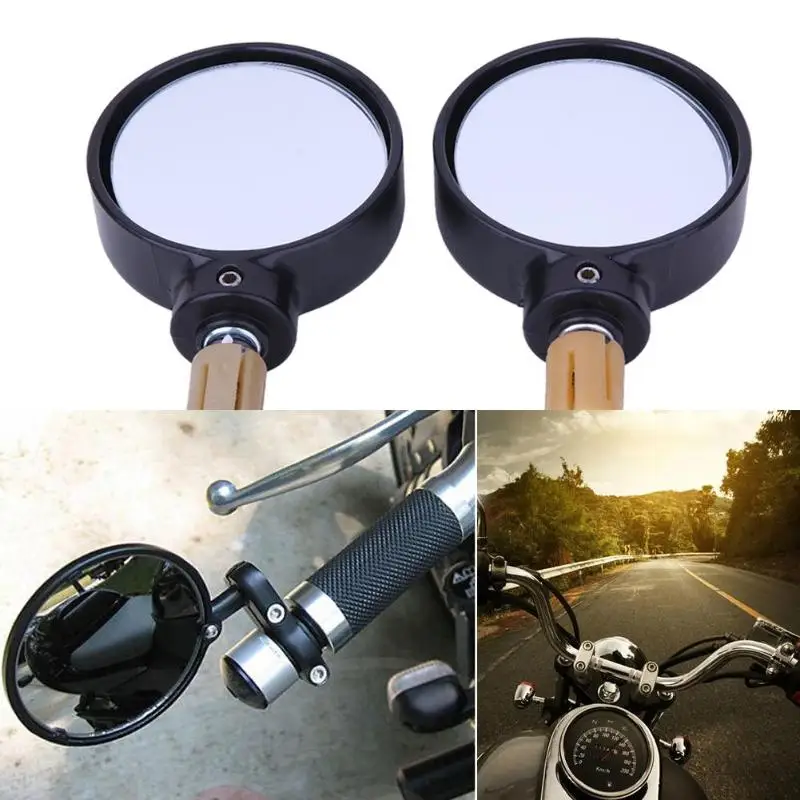 1 пара черные мотоциклетные боковые зеркала ручки круглые заднего вида для 22 мм