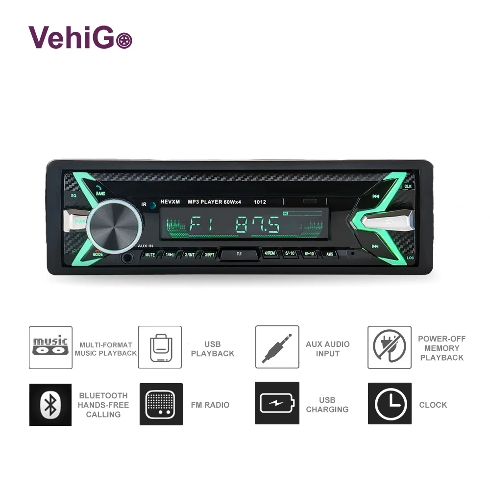 Автомагнитола VehiGo стерео система с Bluetooth разъемом USB/SD/TF Типоразмер 1