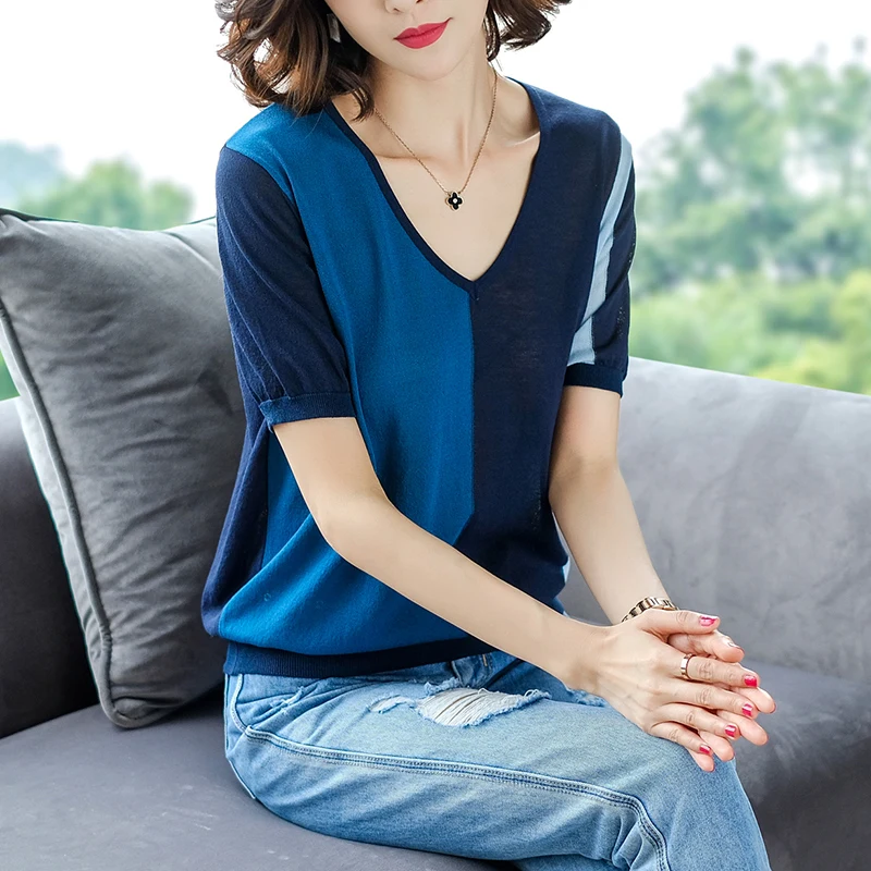 Women Sweaters summer Pullover and Jumpers Crewneck patchwork Twist Pull 2021 cause Knitted top | Женская одежда