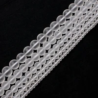 high quality 4 6 8 10 12mm frosted white rock crystal quartz round shape gems loose beads strand 15 diy jewelry making wj104