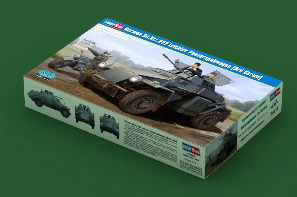 Модель Hobbyboss 83816 1/35 немецкая Sd. Автомобильный станок Kfz 222 (3 я серия) вертолёт 2