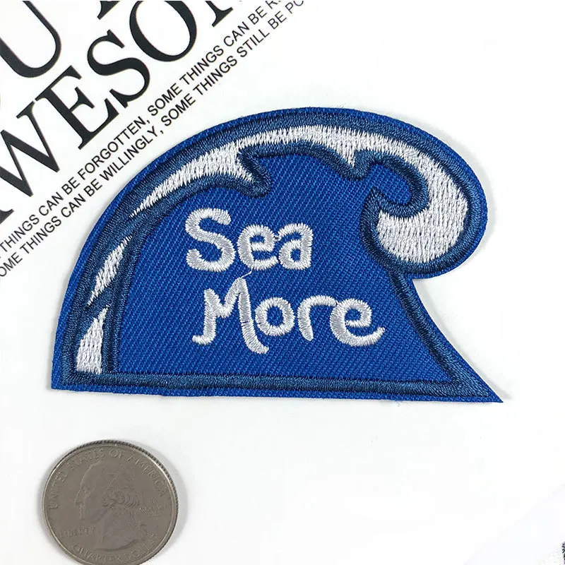 PGY волнистые нашивки для одежды с надписью Sea More Wave Back резиновая Аппликация