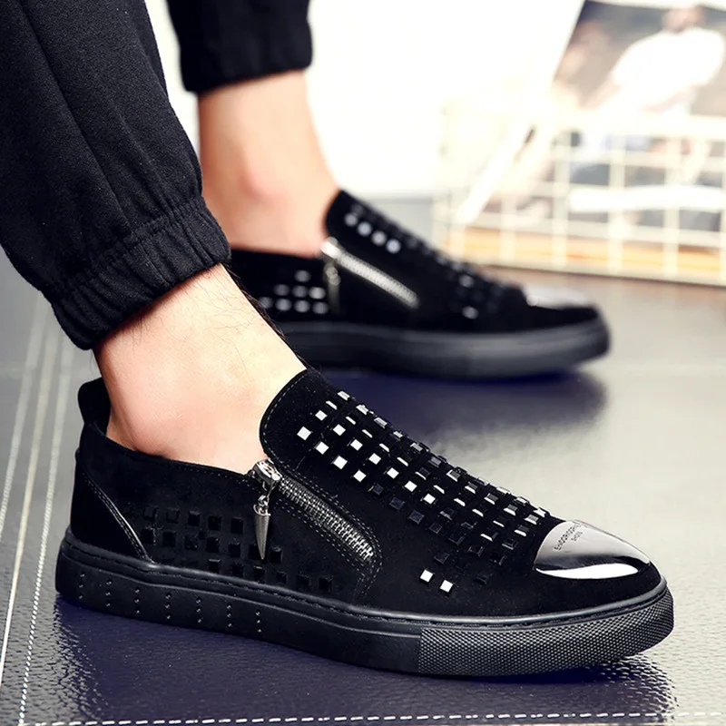 Designer Brand Casual Shoes 2019 New Men Slip on Loafers Metal Sign Fashion Patent Leather Flats for | Обувь