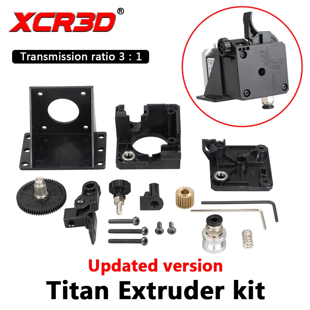 

XCR3D Titan Extruder 3D Printer Parts For E3D V6 Hotend J-head Bowden Mounting Bracket 1.75mm Filament 3:1 transmission ratio