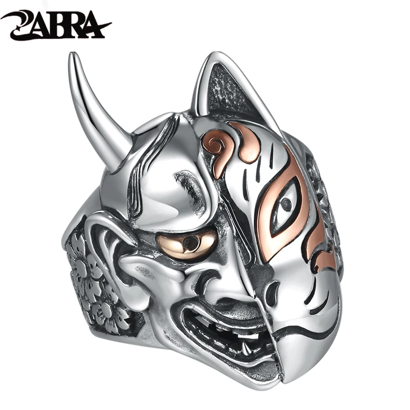 

ZABRA Solid 925 Sterling Silver Devil Skull Face Big Rings For Biker Men Domineering Steampunk Hyperbolic Party Gothic Jewelry
