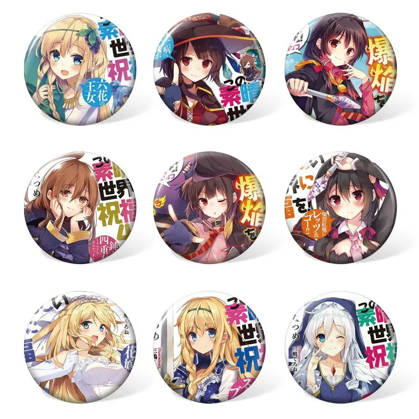 9 шт./лот аниме Kono Subarashii Sekai ni Shukufuku o! В жизни значки игрушки брошь модели булавки