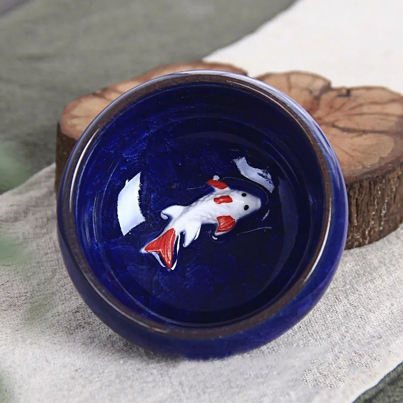 1 шт. круглая глазурованная чайная чашка в виде рыбы портативная керамическая