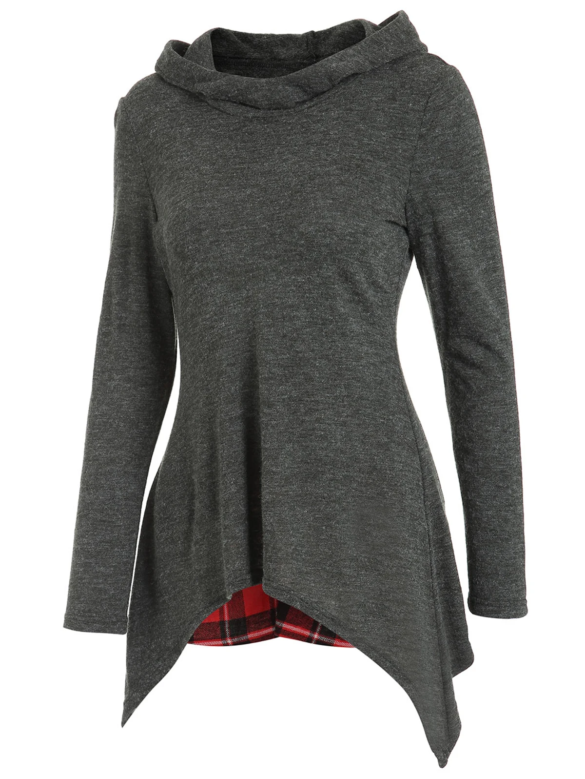 Женский трикотажный пуловер с длинным рукавом и капюшоном Wipalo Tartan Осенний