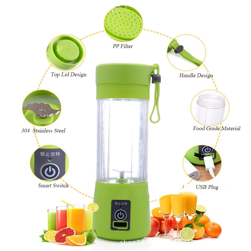 Portable 400ml Mixed Juicer Cup USB Rechargeable Electric Automatic Vegetable Fruit Citrus Orange Juice Maker Mixer Bottles | Дом и сад