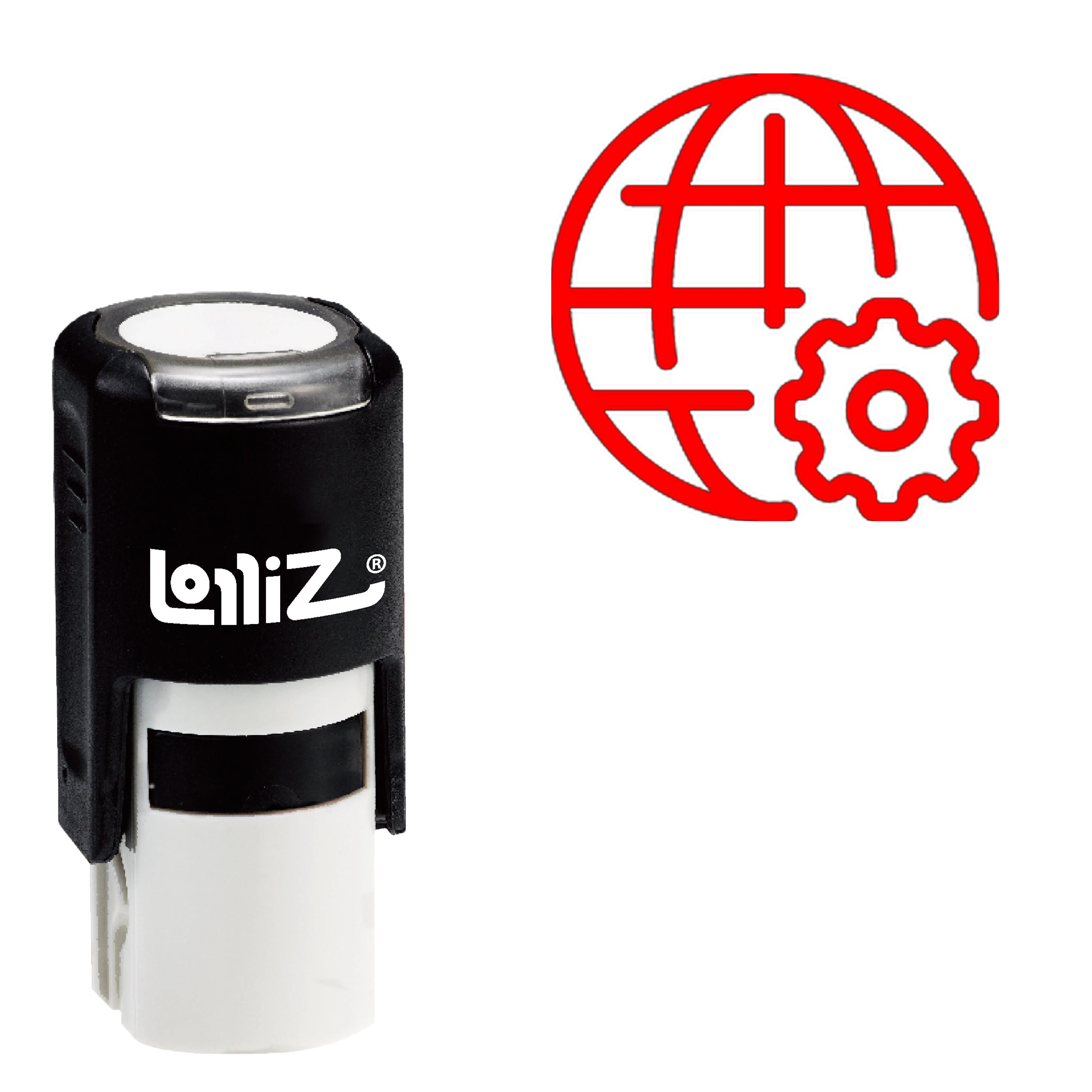 

LolliZ Globe Settings Self-Inking Rubber Stamp-Современная серия символов