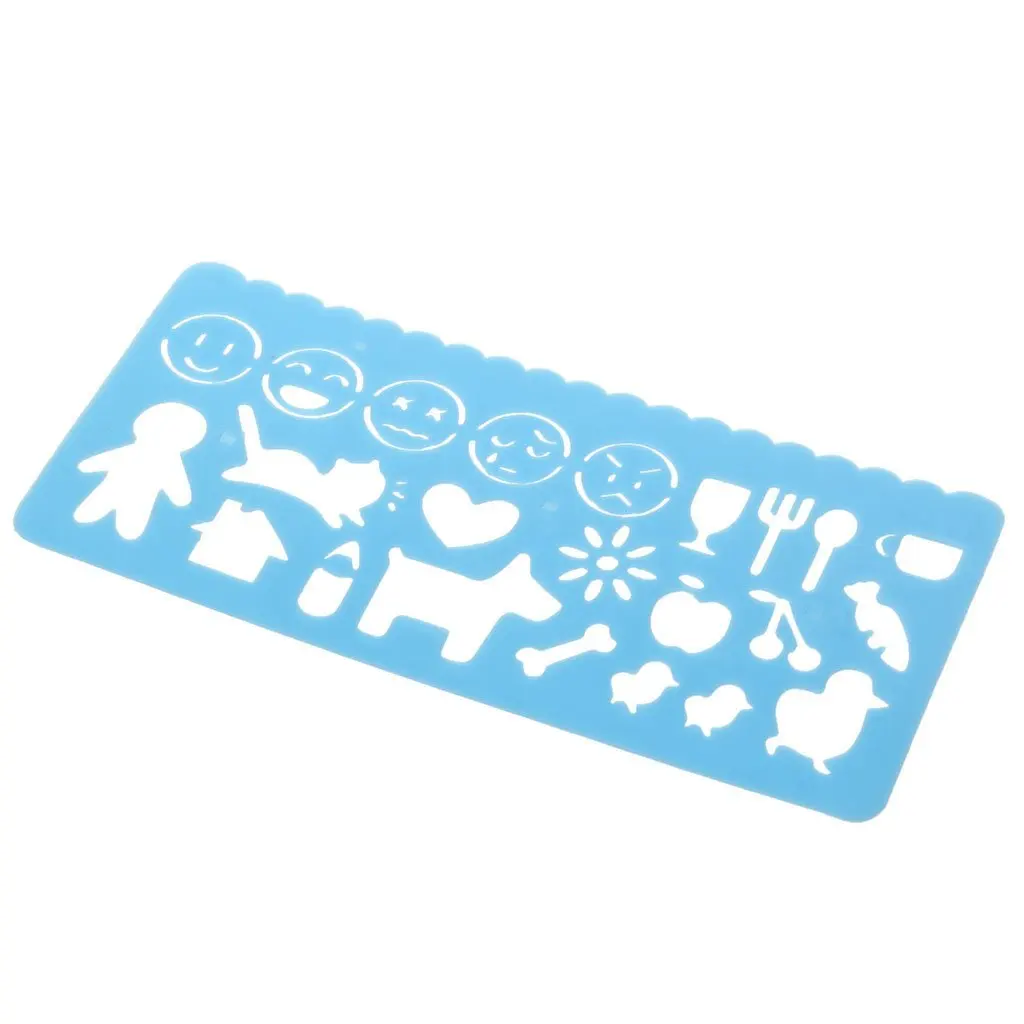 PPYY NEW -4pcs Student Child Plastic Templates Drawing Ruler Pink Blue Yellow Green | Канцтовары для офиса и дома