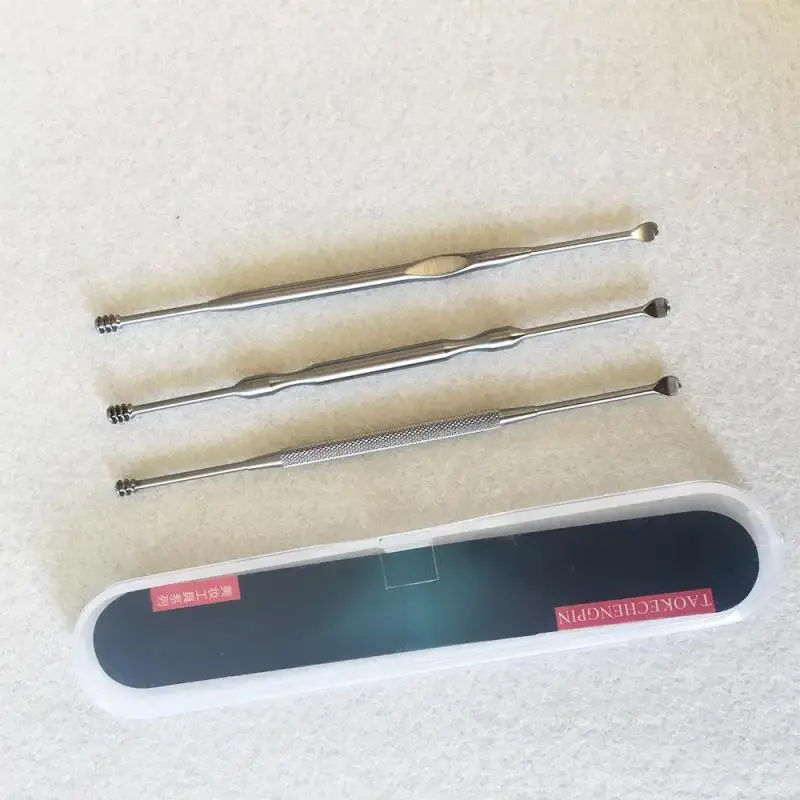 3pcs Ear Wax Pickers Cleaner Stainless Steel Double-ended Remover Tool Curette Earpick Spoon Cleaning L3 | Красота и здоровье