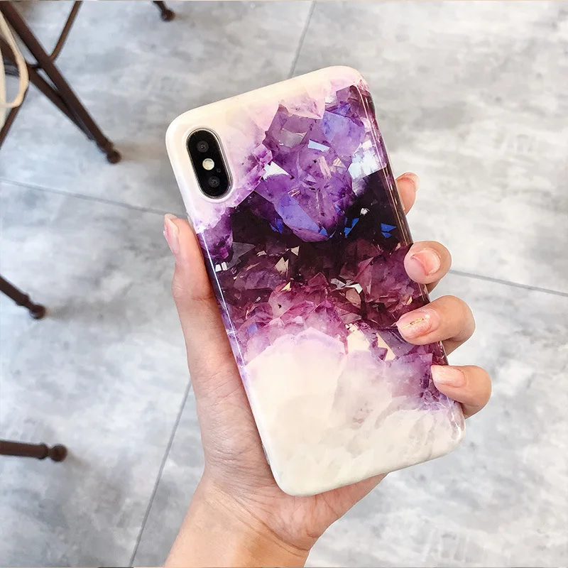 XINDIMAN фиолетовые Чехлы для iphone X чехол Аметист силиконовый 6 6s 6plus Мягкий ТПУ 7 capa 7plus