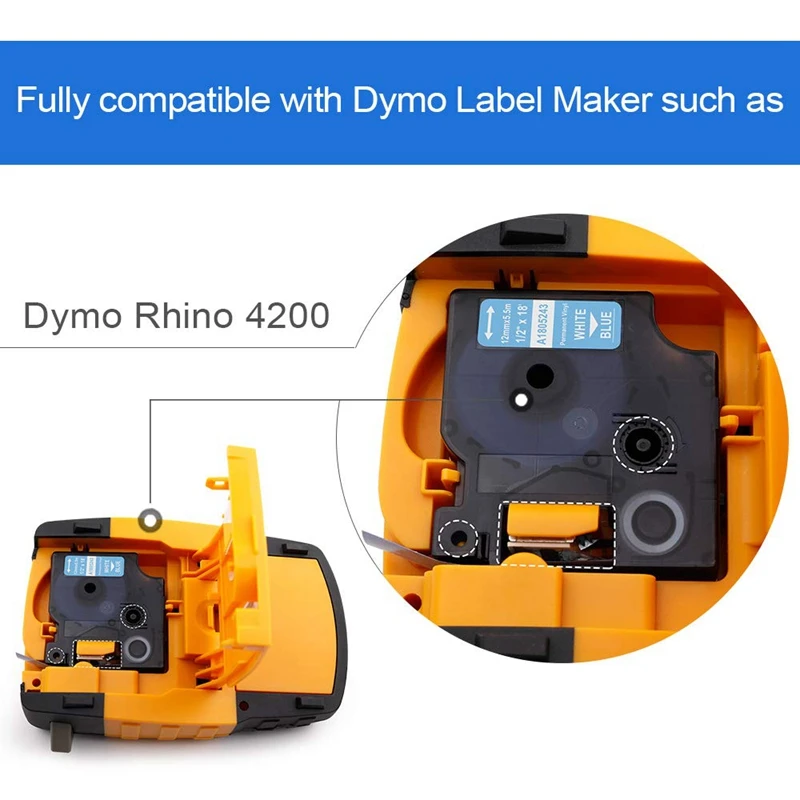 Unistar 4 шт. промышленные виниловые этикетки ленты 1805243 совместимые с Dymo Rhino 12 мм