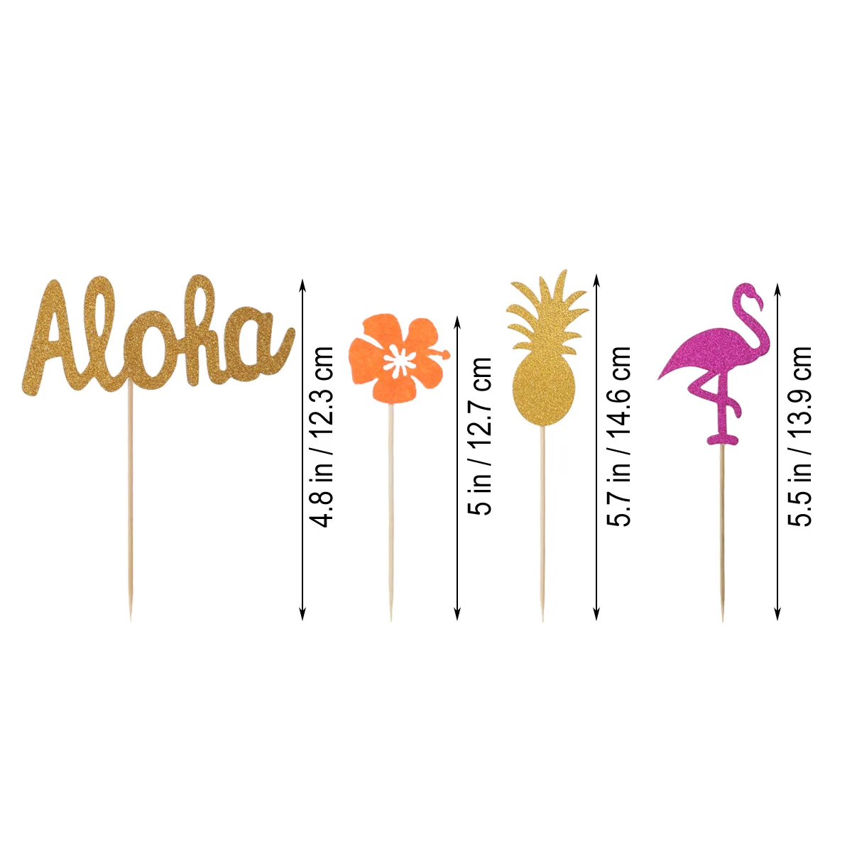 20 шт. Фламинго цветок ананас Aloha письмо торт топперы блестки кекс выбирает торт Decoraiton для Гавайи для Гавайской вечеринки