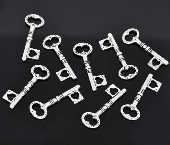 DoreenBeads 30 Серебряный цвет брелок Подвеска на ключи 34x12 мм (B14073) Иу | Украшения и