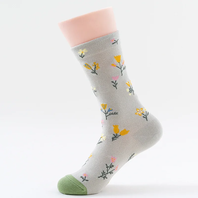 PEONFLY Kawaii милые женские носки Забавные кремовые цветные Skarpetki с ангелом цветочным
