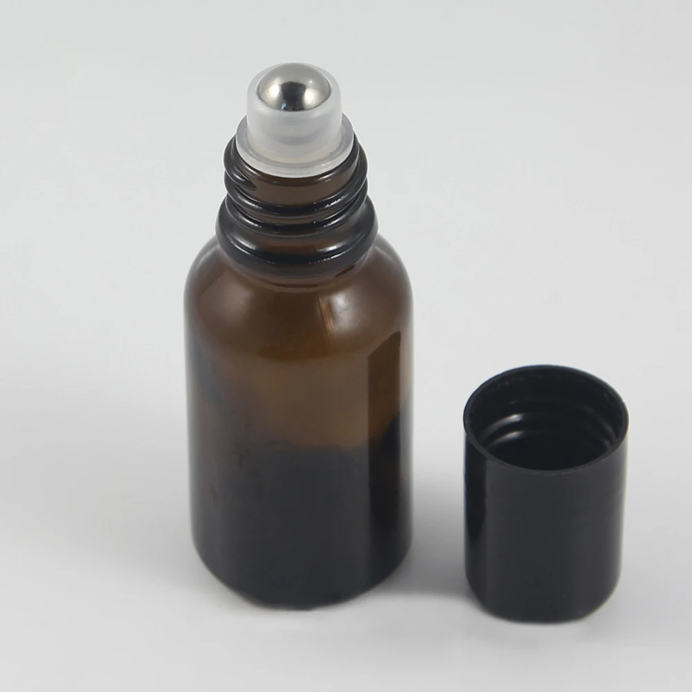 Wholesale glass roll on bottle with stainless steel roller ball or glass roller ball 15ml amber glass lotion bottle