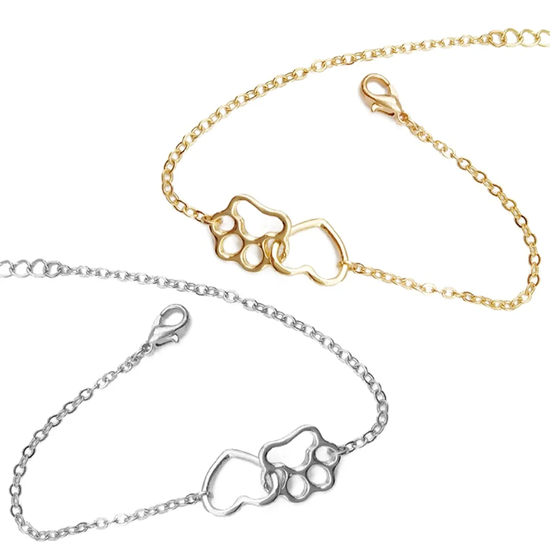 Изящная женская цепочка на руку Pat Cat Dog элегантный модный браслет с лапой и
