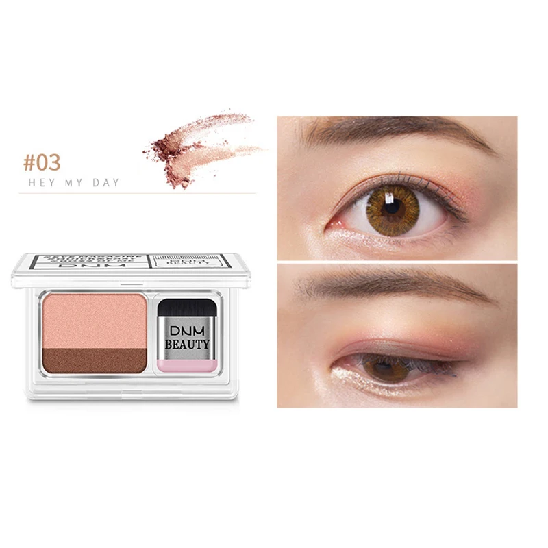 Двойная двухцветная палитра теней для век Shimmer Matte Eye Shadow Makeup с кистью |