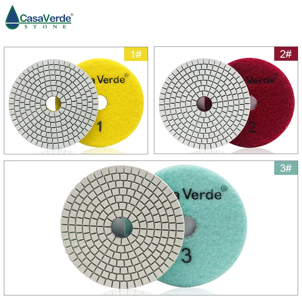 

Hot sale DC-BWS3PP02 100mm dry and wet polishing 4 inch 3 step diamond polishing pads for marble and granite