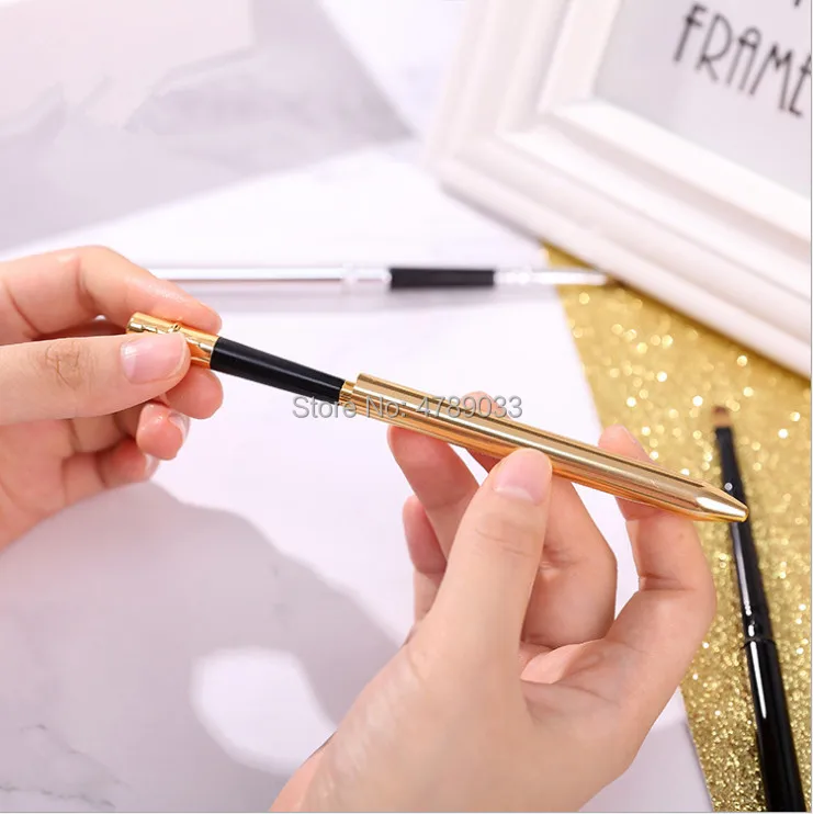 50pcs/pack Gold Silver Black Lips Makeup Brush Pen Metal Handle Cosmetic Lipgloss Lipstick Lip Gloss With Protect Cap | Красота и