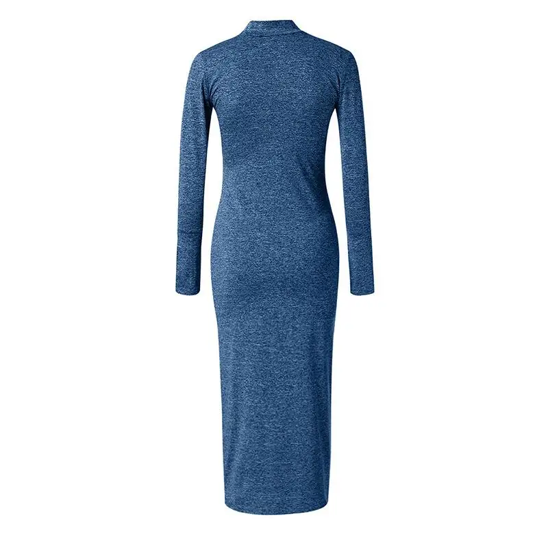 

Women Autumn Winter Mid-Calf Dresses Slim Turtleneck Long Sleeve Sexy Lady Bodycon Robe Dresses Femme Vestidos SJ1583C