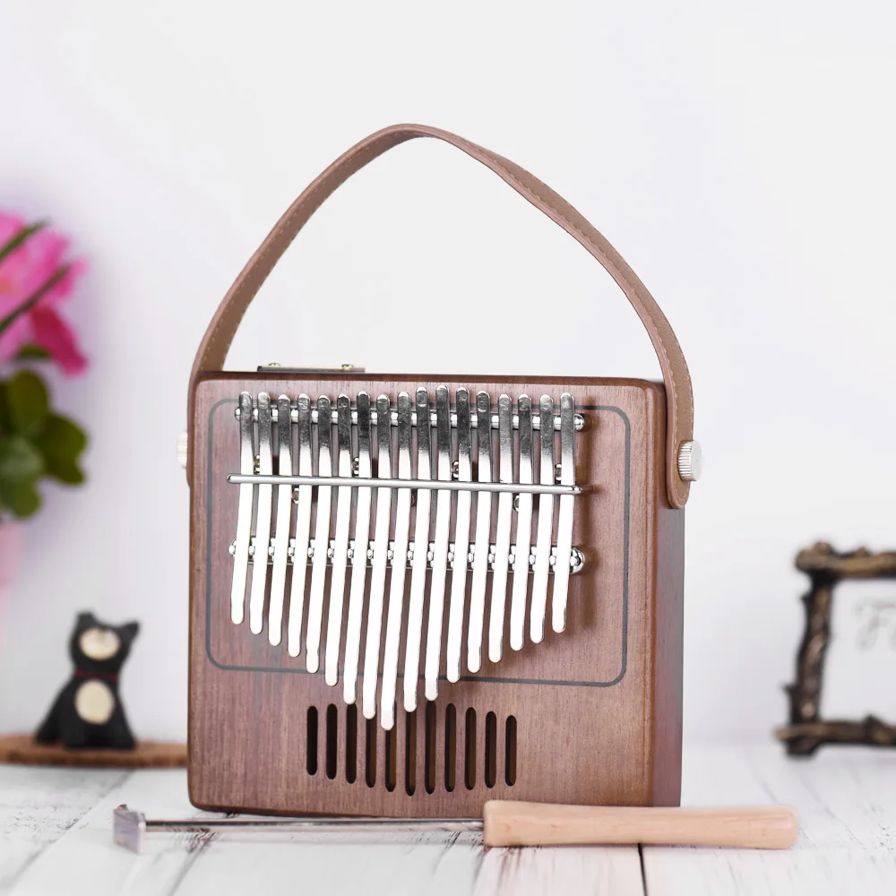 17 клавиш пианино для большого пальца Kalimba Mbira Sanza ореховая массива дерева с сумкой