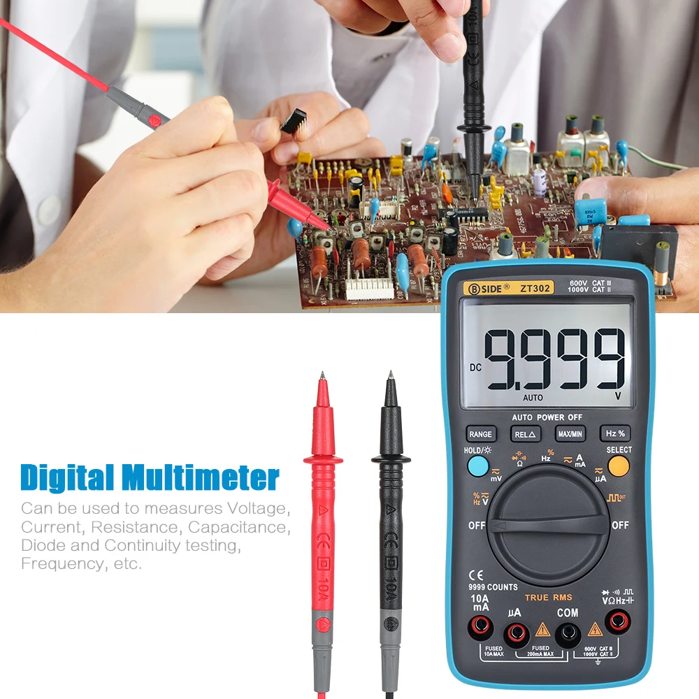 BSIDE Цифровой мультиметр Вольтметр Амперметр Ом тестер емкости диагностическая
