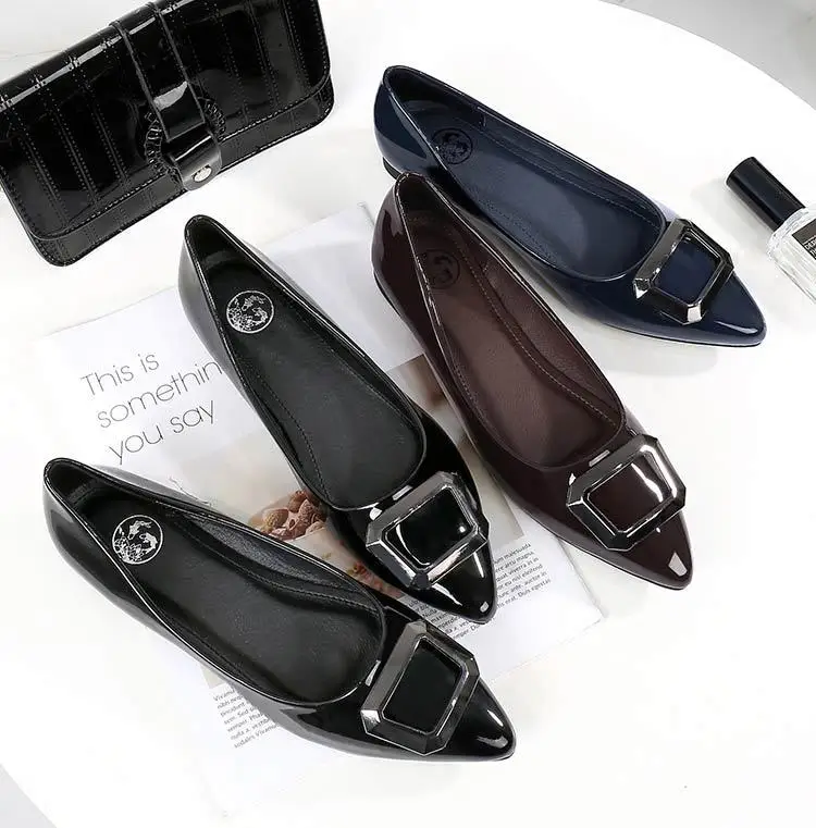 Pointed Toe Concise Solid Basic Slip-On Pumps for Women Buckle Casual Low Heel Ladies Fashion With Single Shoes | Обувь