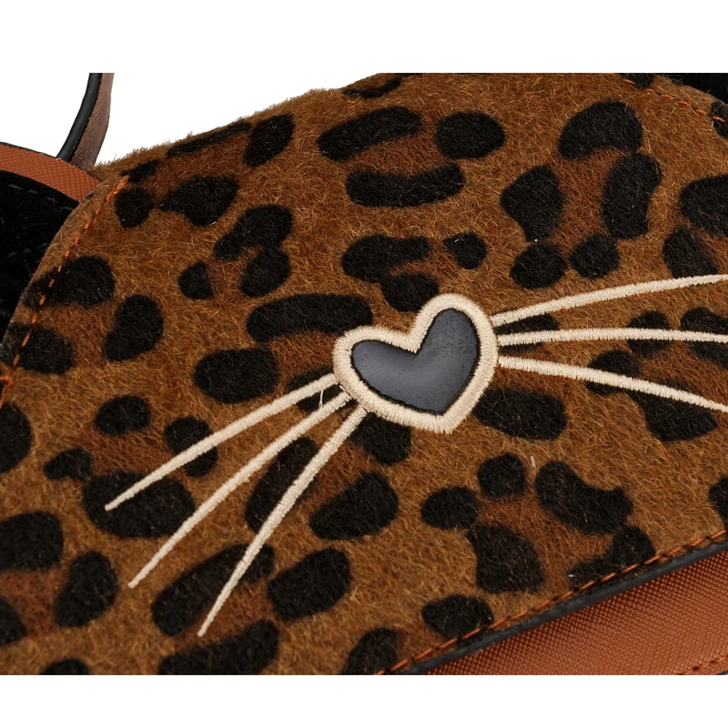 

Cute Cat Design Leopard Fashion Casual Girl's Shoulder Bag Tote Crossbody Mini Messenger Bag For Women Flap Handbag Totes