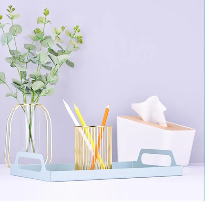 Container Iron Pen Holder Mutifunctional Storage Baskets Rose Gold Basket Desktop Durable Organizer For Office | Дом и сад