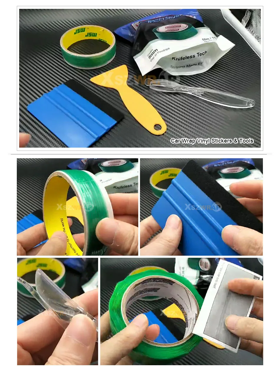 (5 шт./компл.) 50 м/164 'рулоны 9 мм Tri Line Knifeless Tape + 5 м линия дизайна Ракель нож для