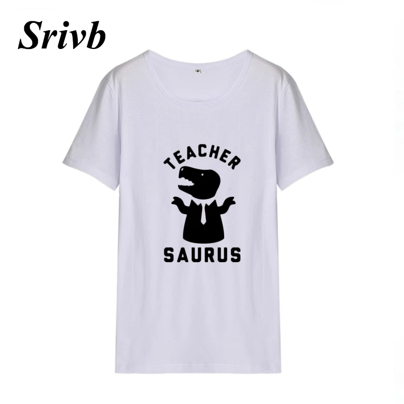 Женская футболка с коротким рукавом Srivb Teacher Saurus Harajuku Kawaii черно-белая рисунком из