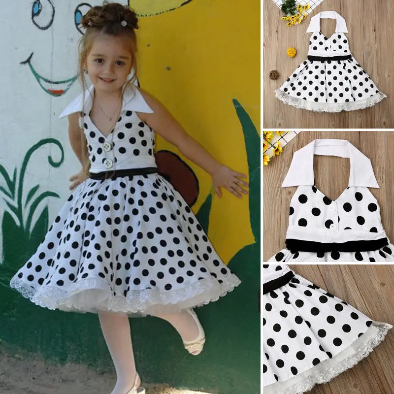 Pudcoco Girl Dress Toddler Baby Girls Backless Sleeveless Polka Dot Party Princess Tutu 1-6Y | Детская одежда и обувь