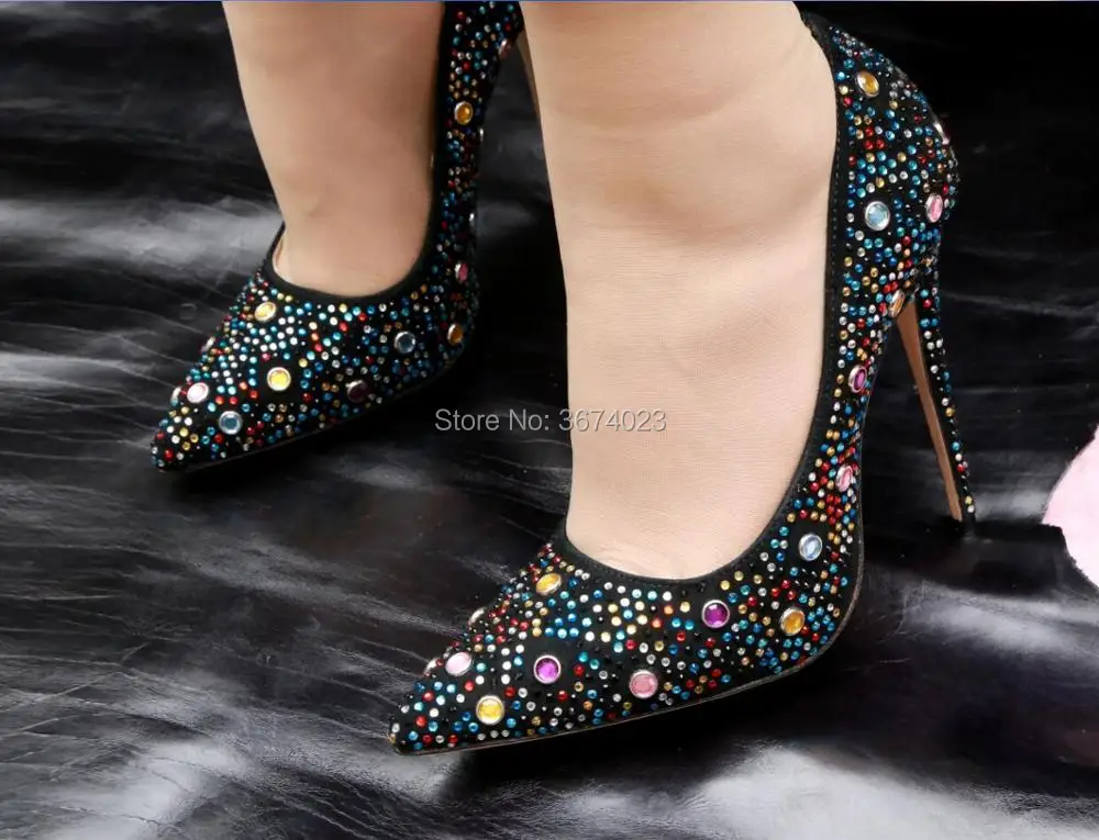 Qianruiti sapato feminino роскошные женские Разноцветные кристаллы Туфли-лодочки