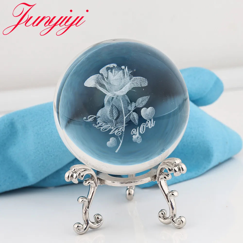 Розовый хрустальный шар орнамент цветок Миньоны стеклянный Сфера Домашний