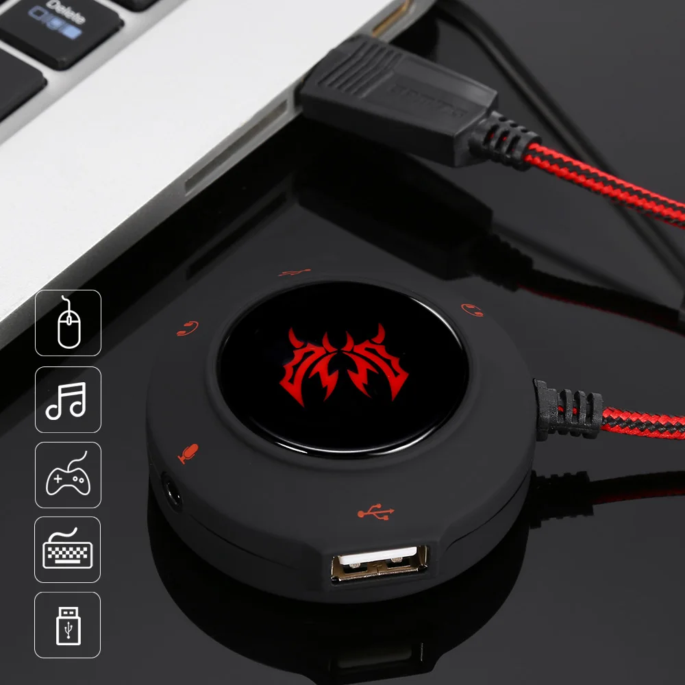 KOTION каждый S2 внешняя звуковая карта USB Plug and Play стерео гарнитура адаптер для ПК
