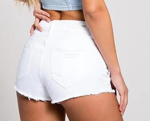 

Summer New Woman Flash Tight Shorts Women2019 Tide Sexy White Shorts Waist Street Fashion Jeans Short Hotpants