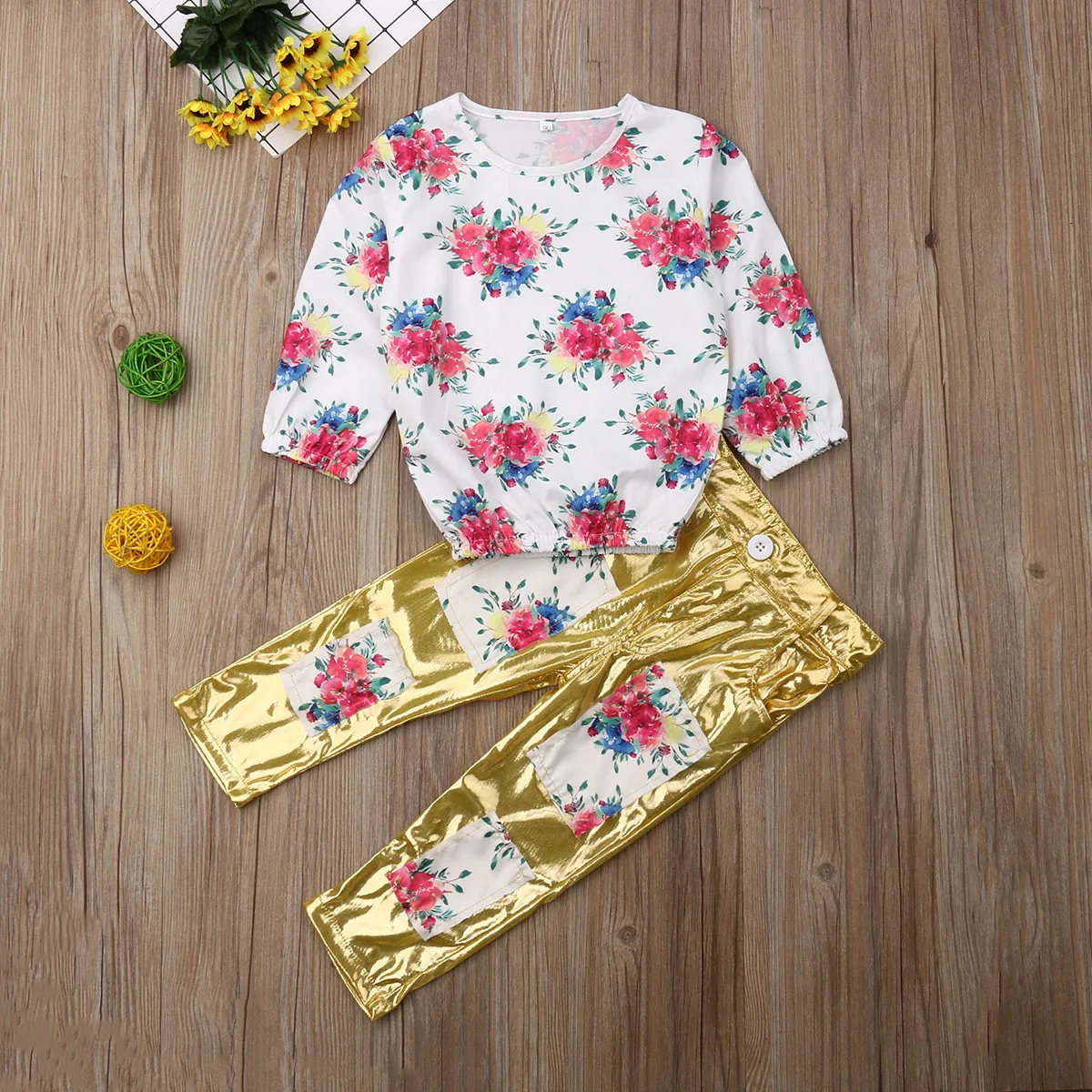 Детская летняя одежда 2019 яркая футболка с длинным рукавом и цветочным принтом