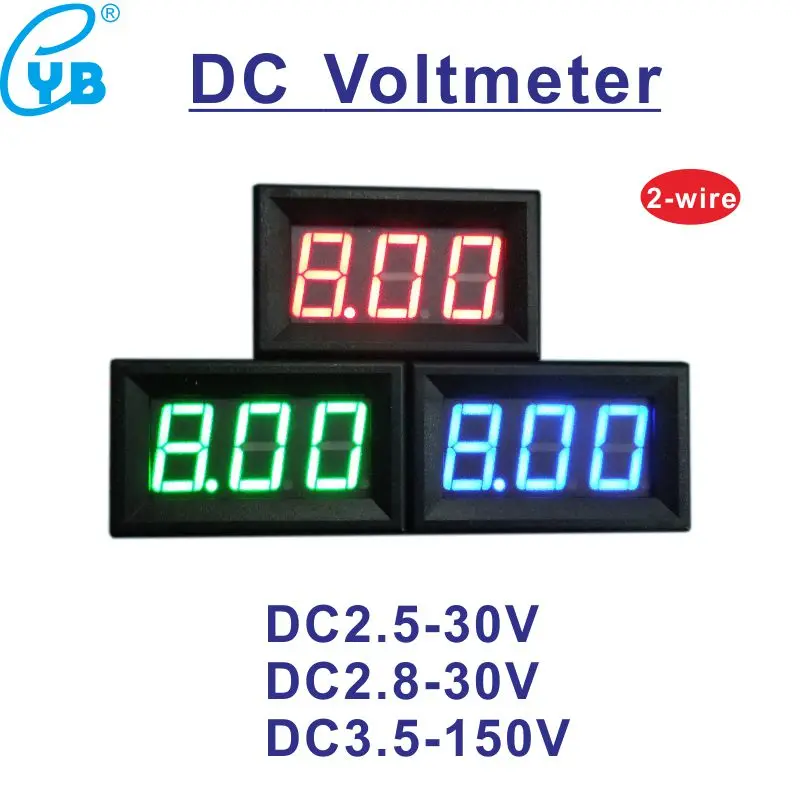 YB27 светодиодный цифровой вольтметр постоянного тока 2 5 V 8 до 30V 150V Напряжение