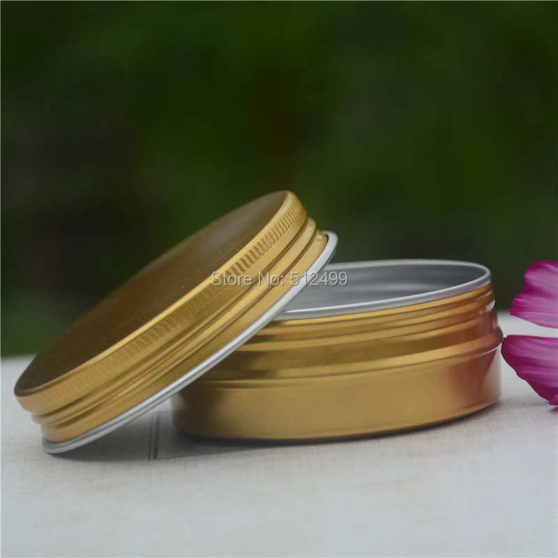 60g refillable box gold empty round aluminum metal tin cans golden bottle 60ml cosmetic cream DIY jar Aluminum Lipstick Pot | Красота и