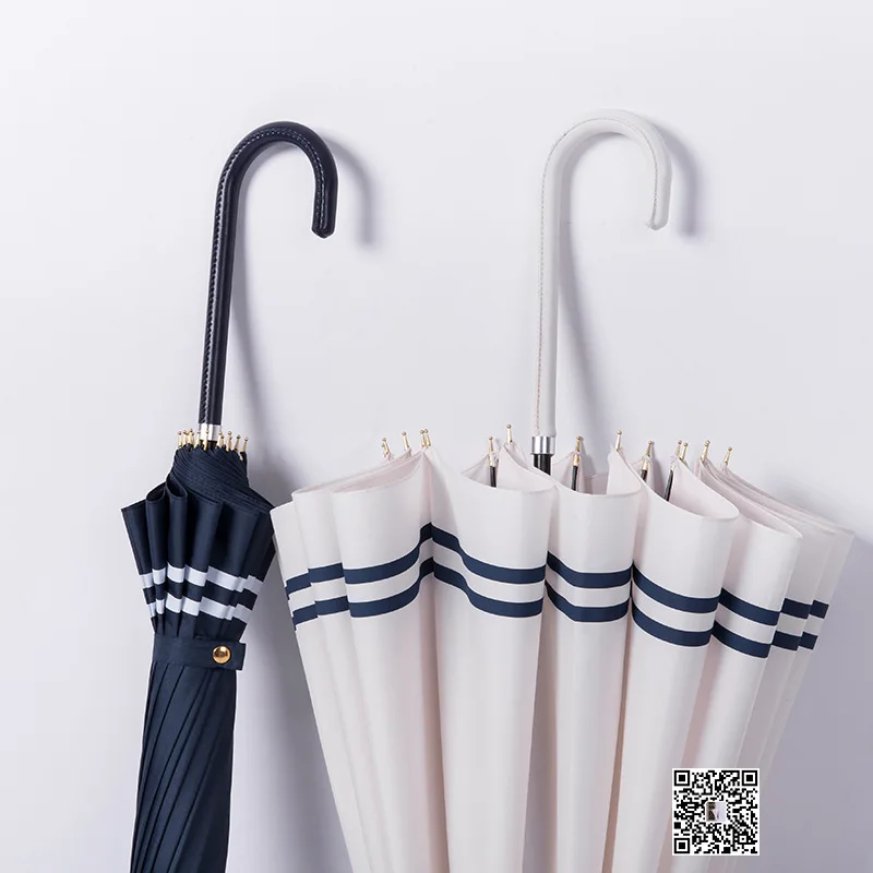 16 Root Automatic Fresh All-Weather Umbrella Striped Ultra-Light Curved Handle Straight Long Elegant Ca | Дом и сад