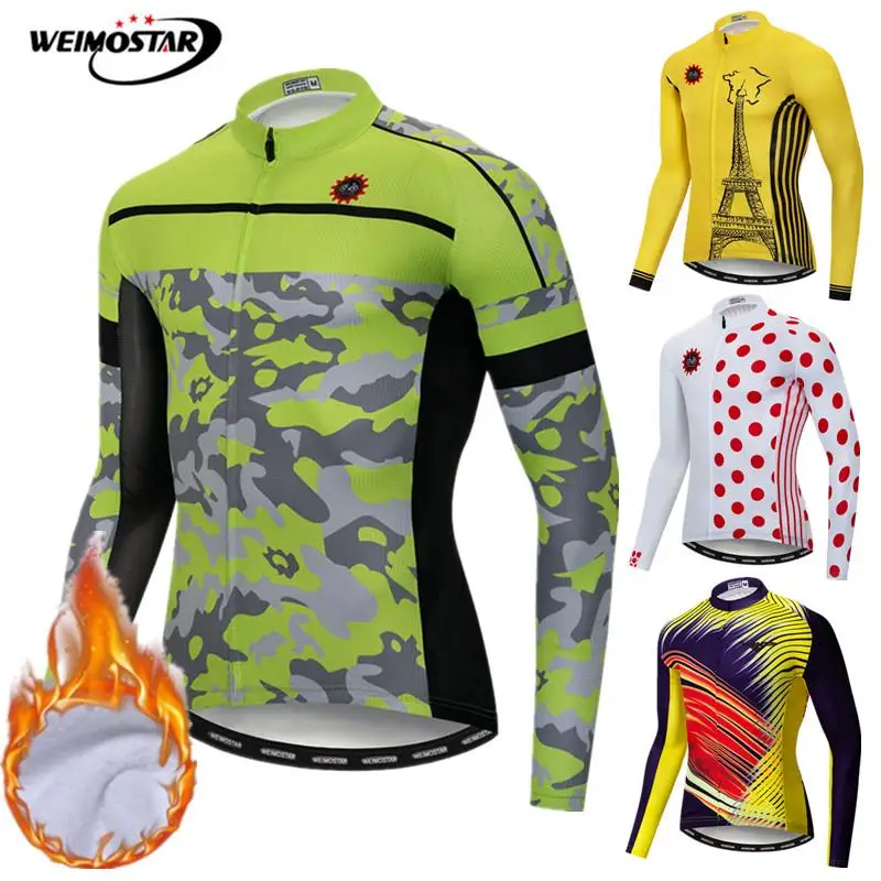 Вело Джерси Weimostar Зимняя Теплая Флисовая одежда 2021 Pro Mtb с длинным рукавом