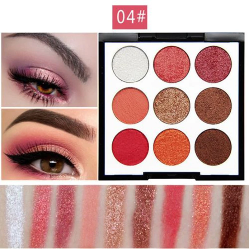 Мерцающий матовый отжимаемый блеск палитра теней для век 9 цветов инструмент