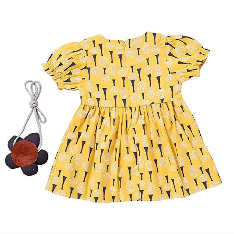 Летний комплект из 2 предметов для вечерние девочек желтое праздничное платье