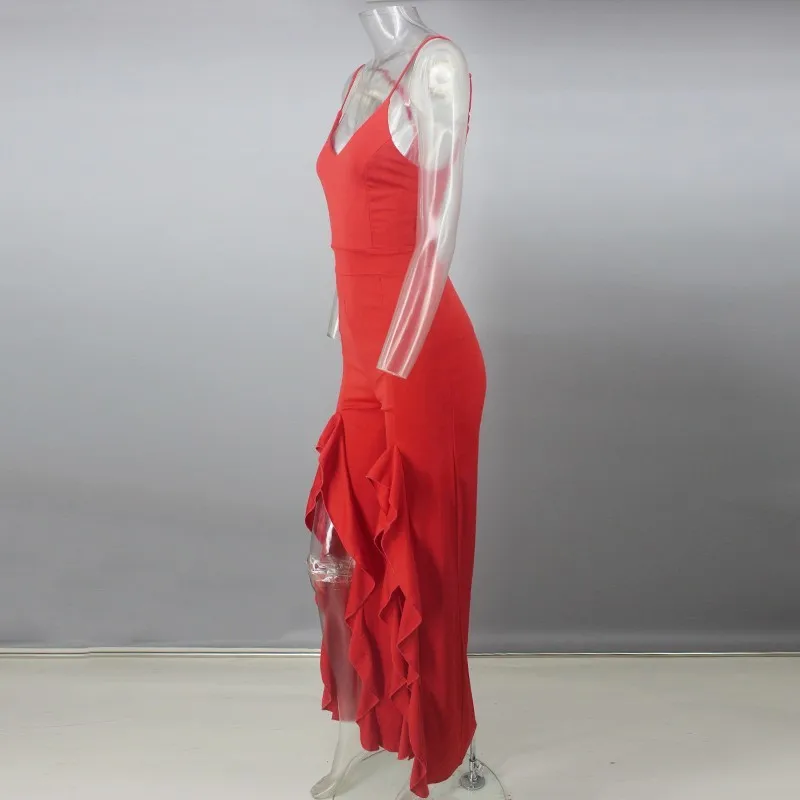 Slaygirl Jumpsuits for women 2019 fashion Womens rompers Party Clubwear Jumpsuit Sexy Ruffles Red Long Trousers Pants Overalls | Женская