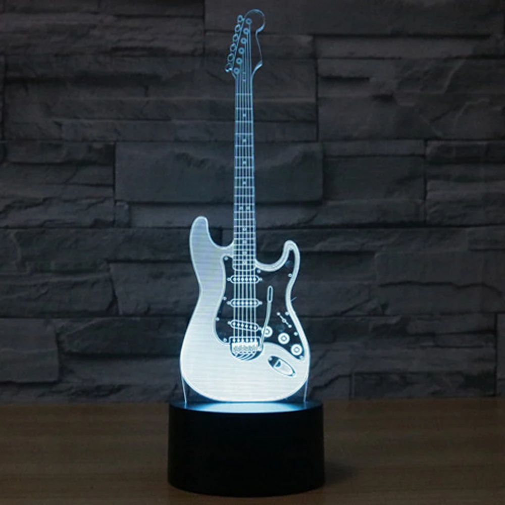 3D LED ночник электрическая гитара с 7 видов цветов лампа для украшения дома